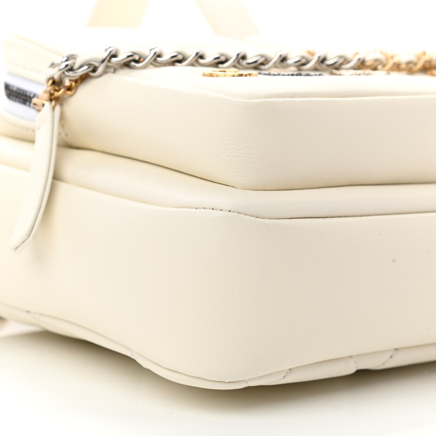 Calfskin Quilted Small Camera Case White