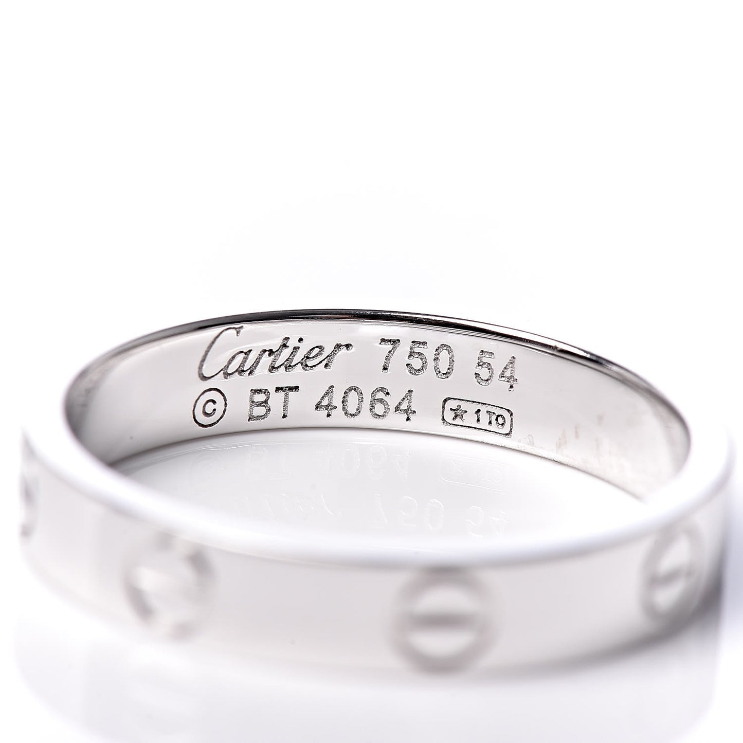 18K White Gold 3.5mm LOVE Wedding Band Ring 54 6.75