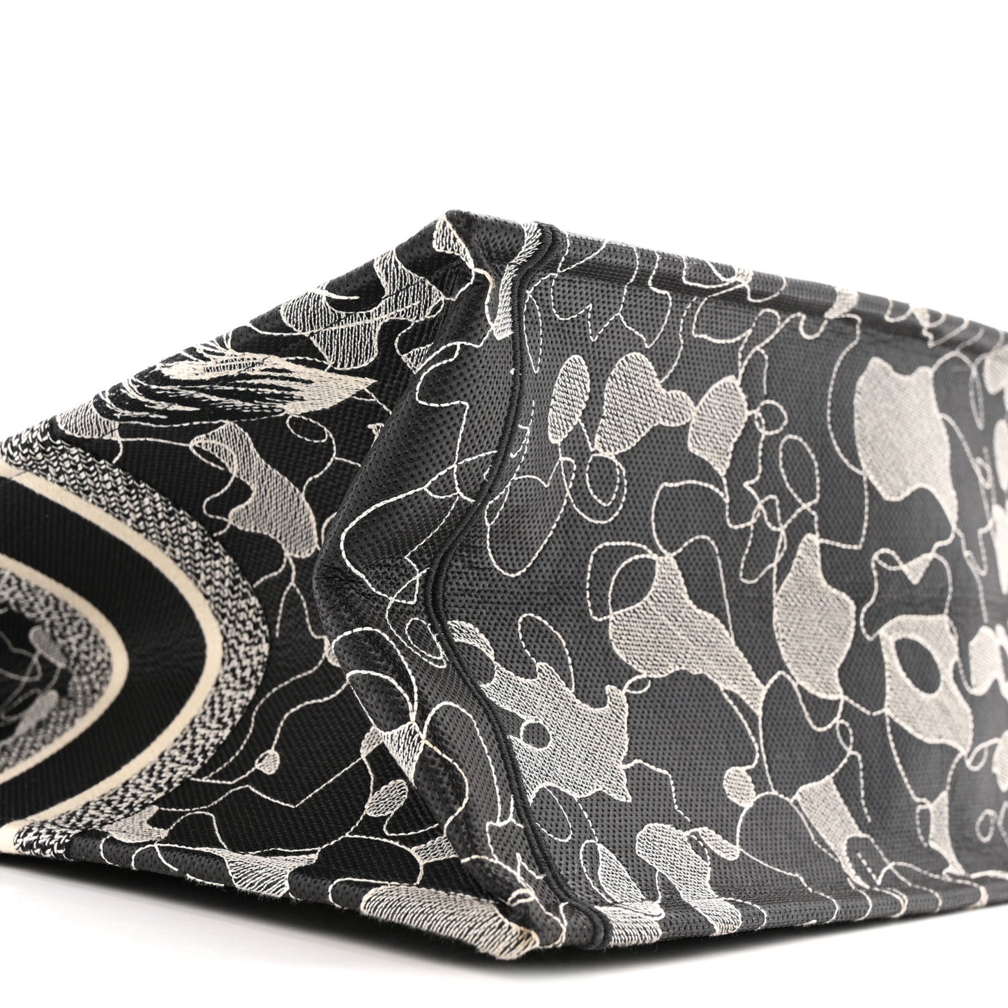 Canvas Embroidered Large Around The World Book Tote Black White