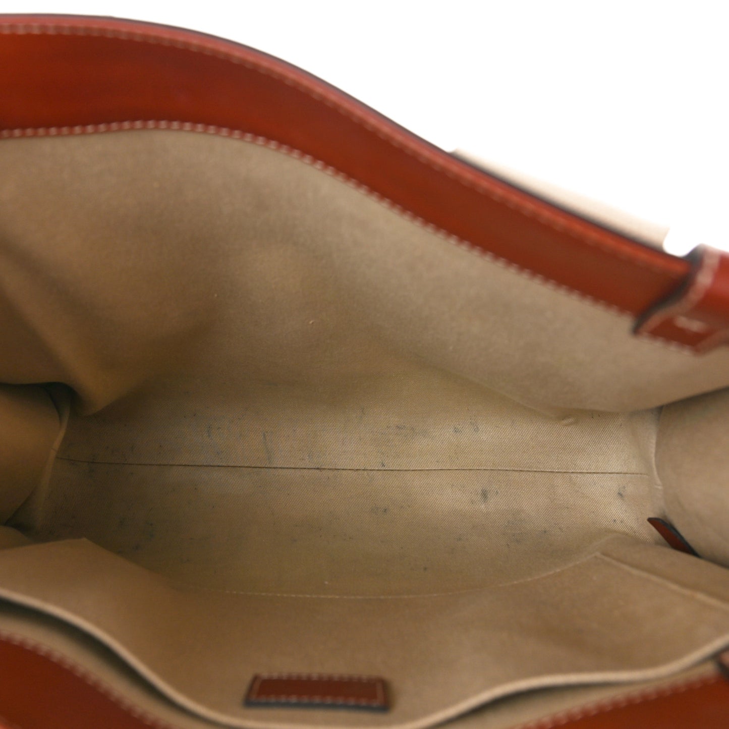 Calfskin Medium Woody Ribbon Tote Sepia Brown