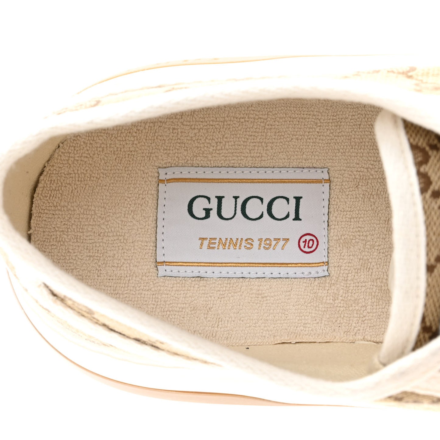 GG Monogram Mens 1977 Tennis Platform 52mm Sneakers 10 Beige Ebony Mystic White