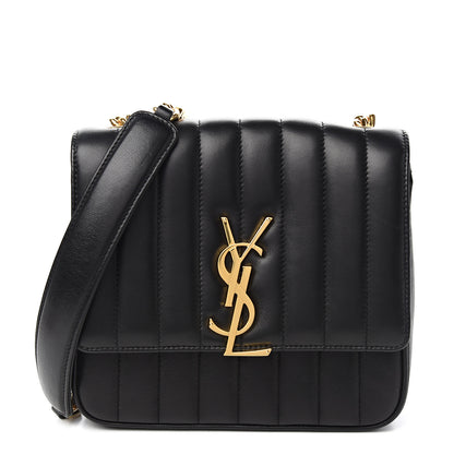 Saint Laurent Lambskin Matelasse Monogram Medium Vicky Chain Bag Black 1 of 10