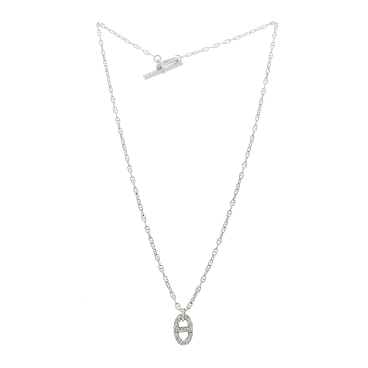 18K White Gold Diamond New Farandole Pendant Necklace ST
