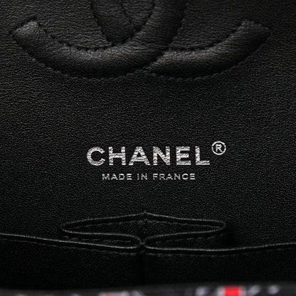 Chanel Fabric Printed Paris Rooftops Quilted Medium Double Flap Black Red White 6 of 9