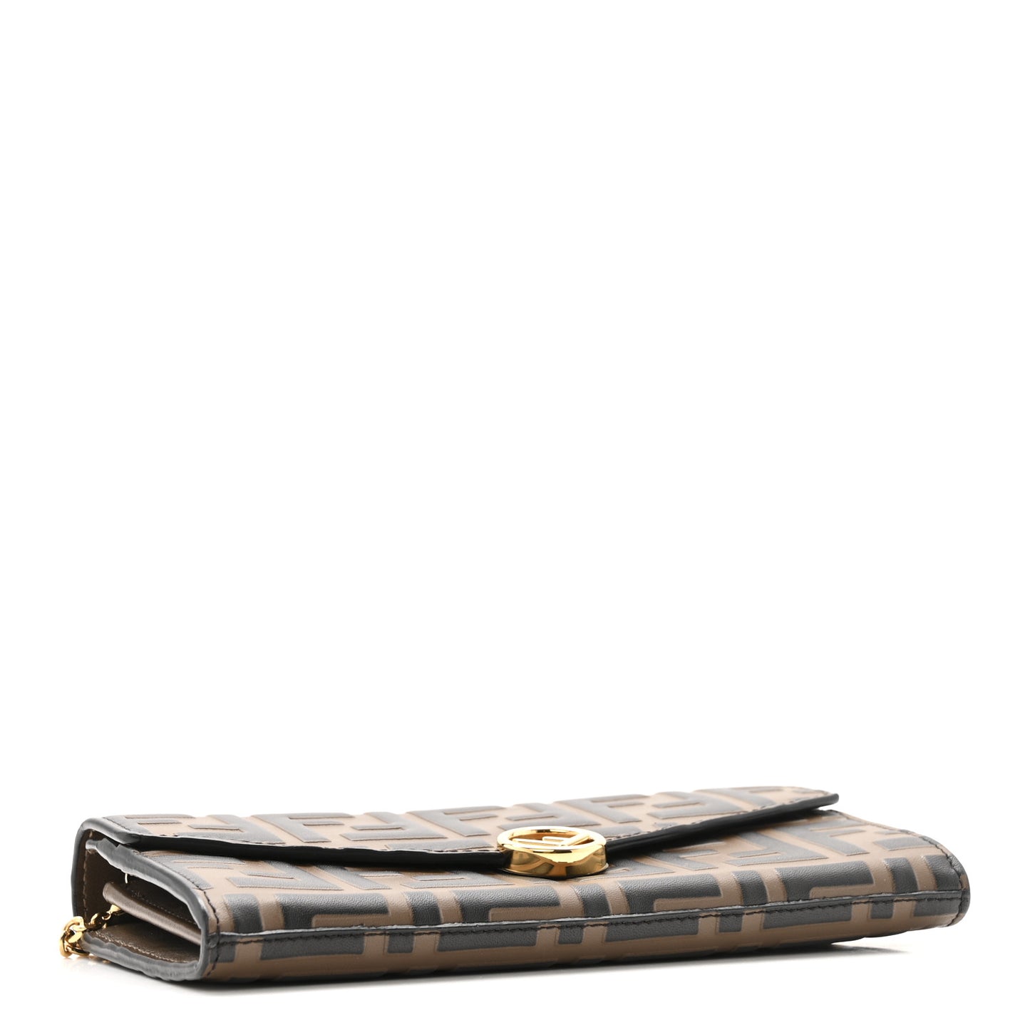 Vitello Soft F is Fendi Bi-Color FF 1974 Embossed Continental Envelope Wallet On Chain Maya Black