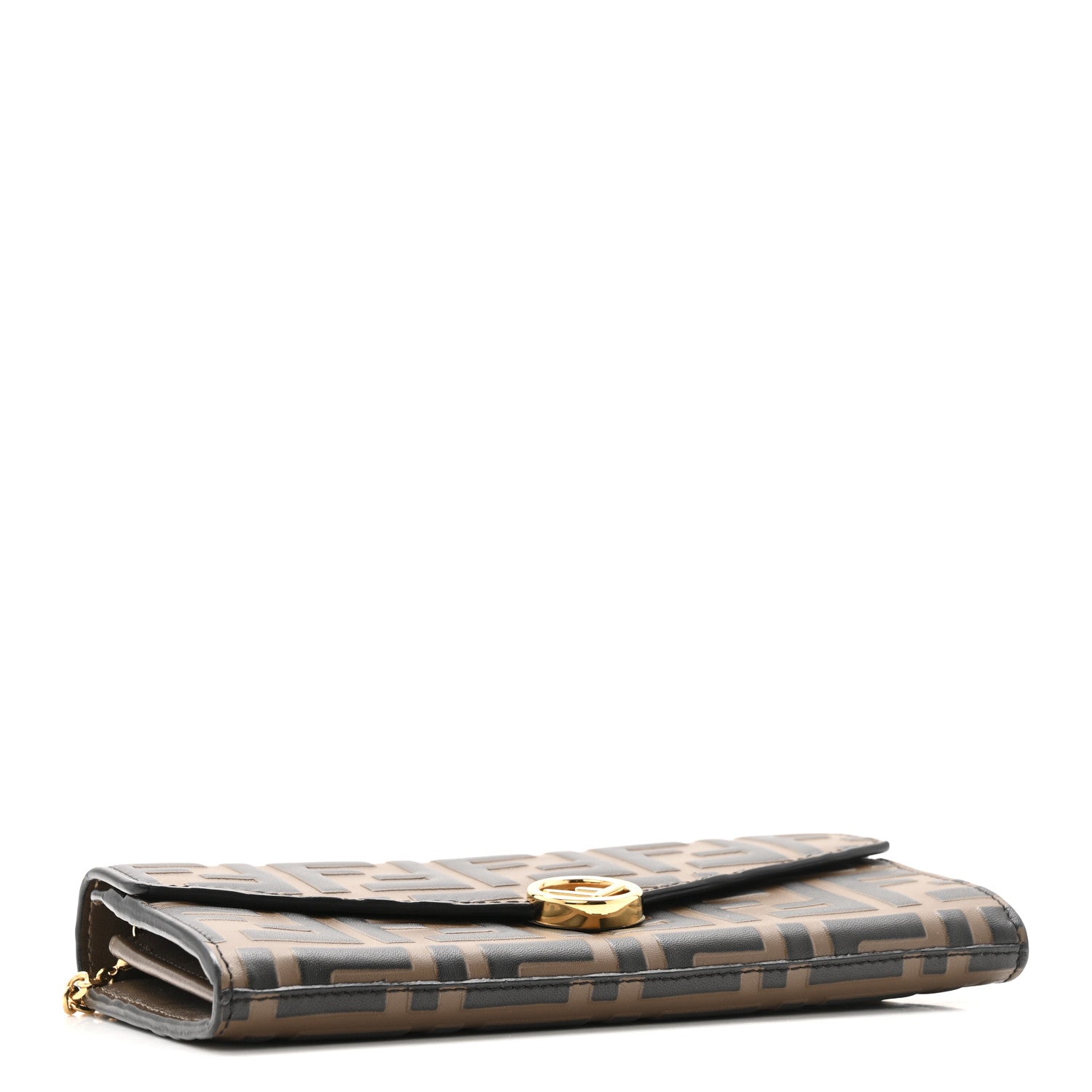 Fendi Vitello Soft F is Fendi Bi-Color FF 1974 Embossed Continental Envelope Wallet On Chain Maya Black 4 of 13