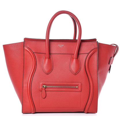 Celine Drummed Calfskin Mini Luggage Coquelicot 1 of 7