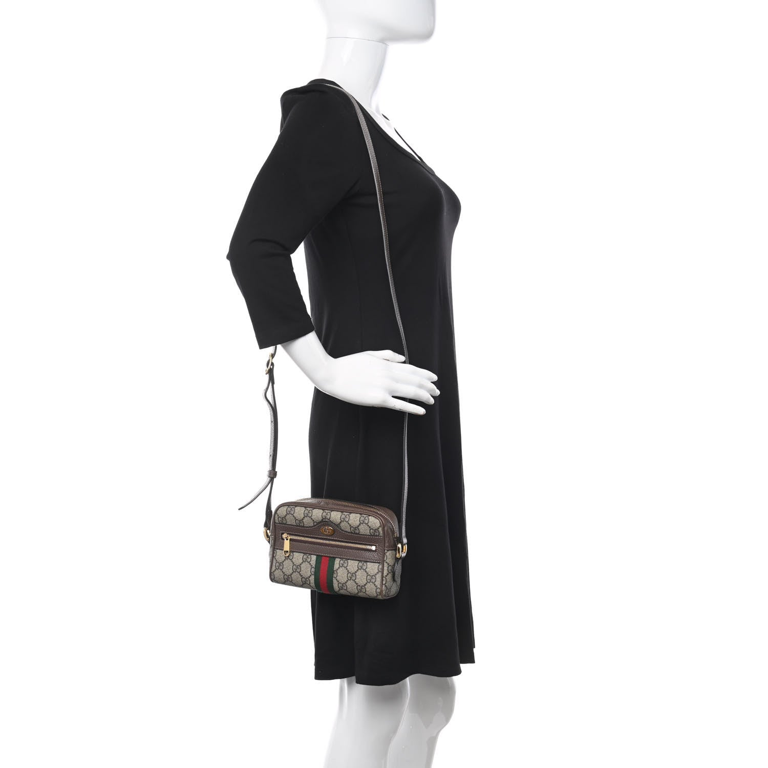 Gucci GG Supreme Monogram Web Mini Ophidia Shoulder Bag Brown 2 of 9