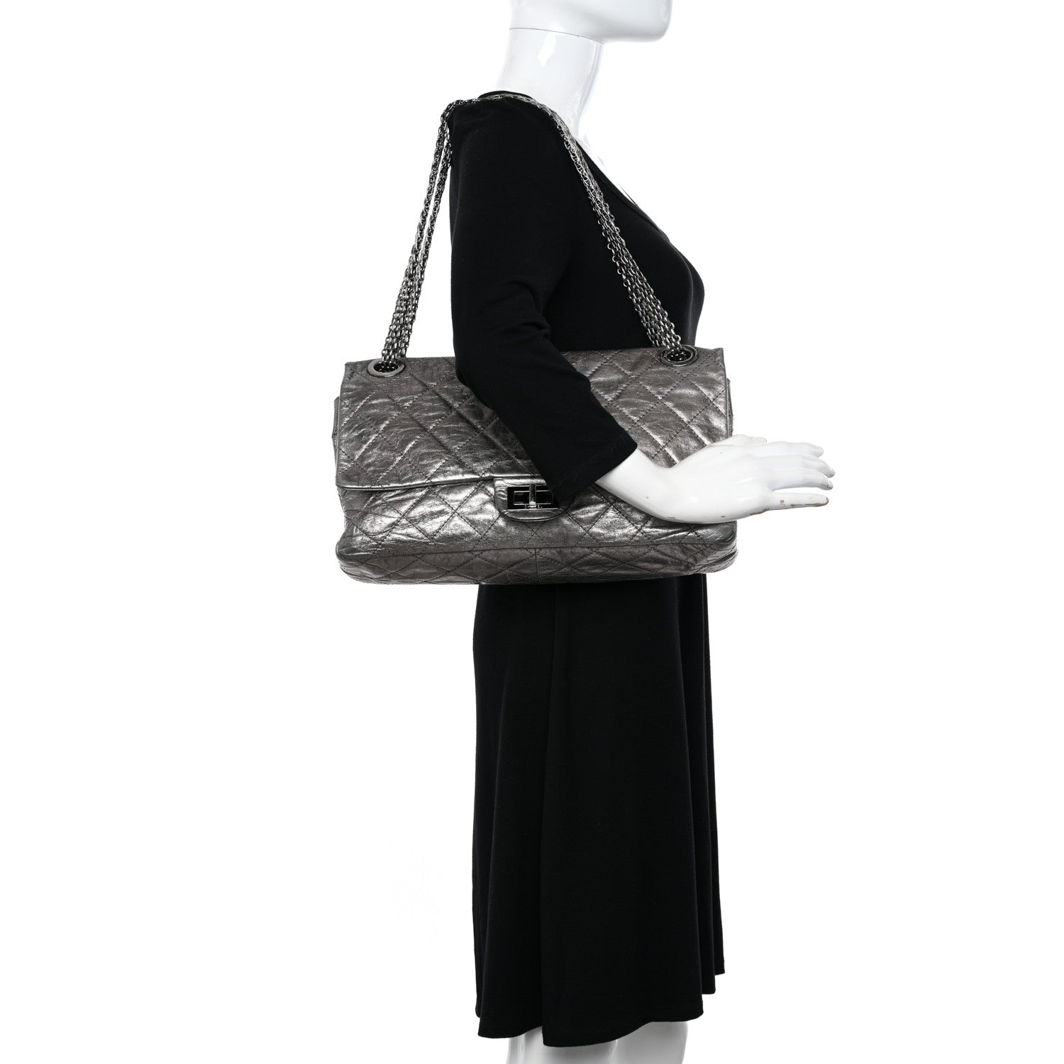 Chanel Metallic Aged Calfskin Quilted 2.55 Reissue 227 Flap Silver 2 of 13