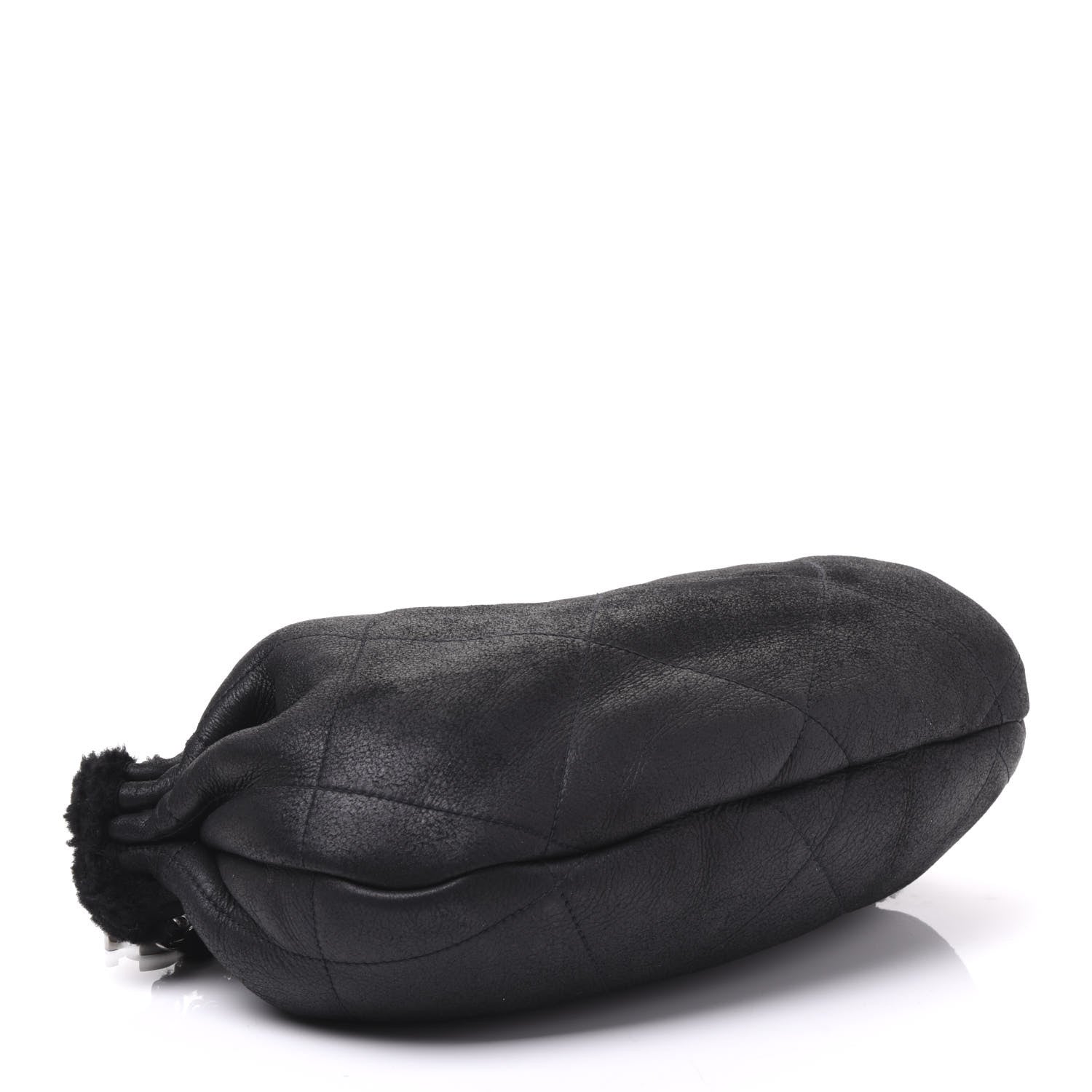 Chanel Shearling Suede Lambskin Stitched Hobo Black 3 of 9