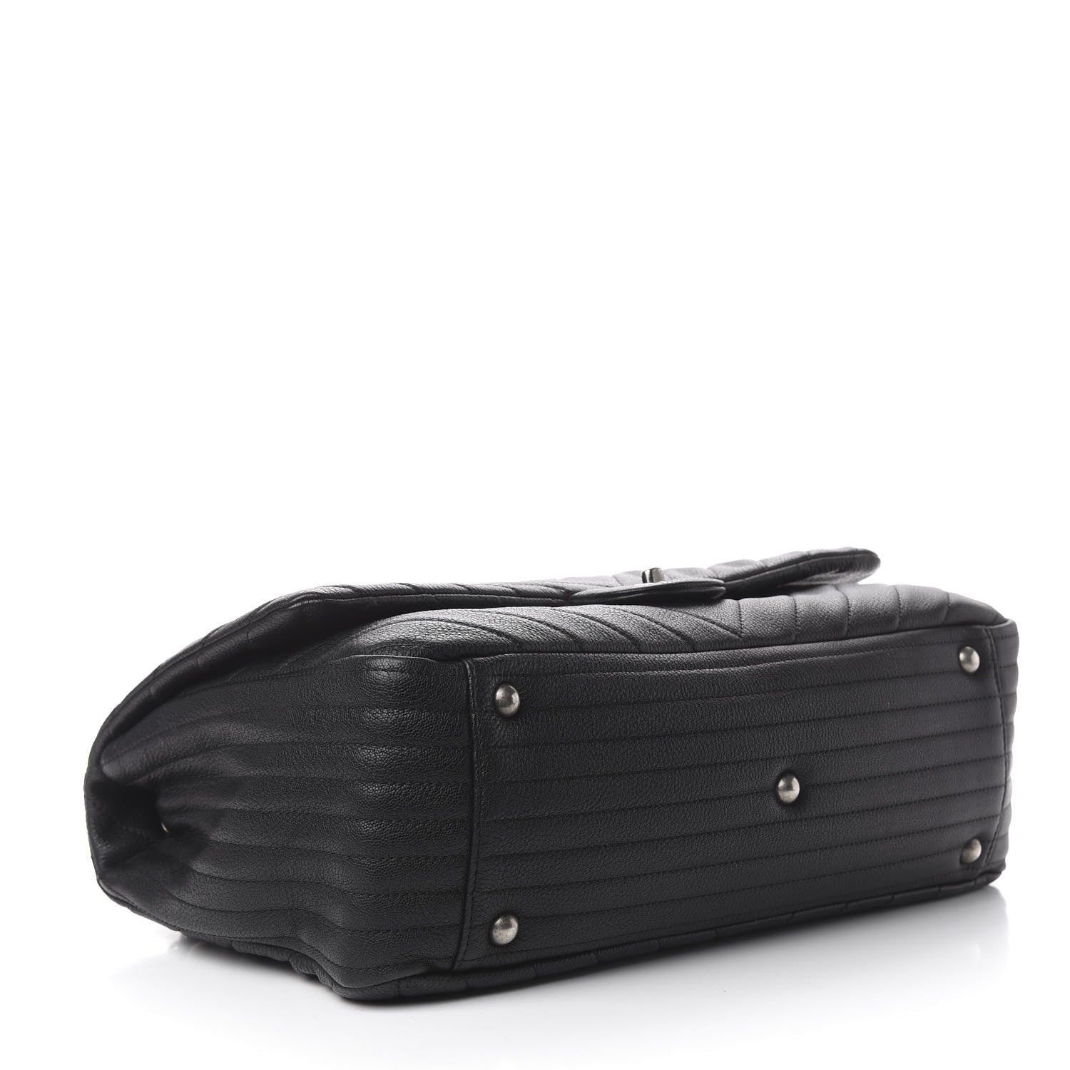 Chanel Calfskin Chevron Quilted XXL Travel Flap Bag Black 4 of 12