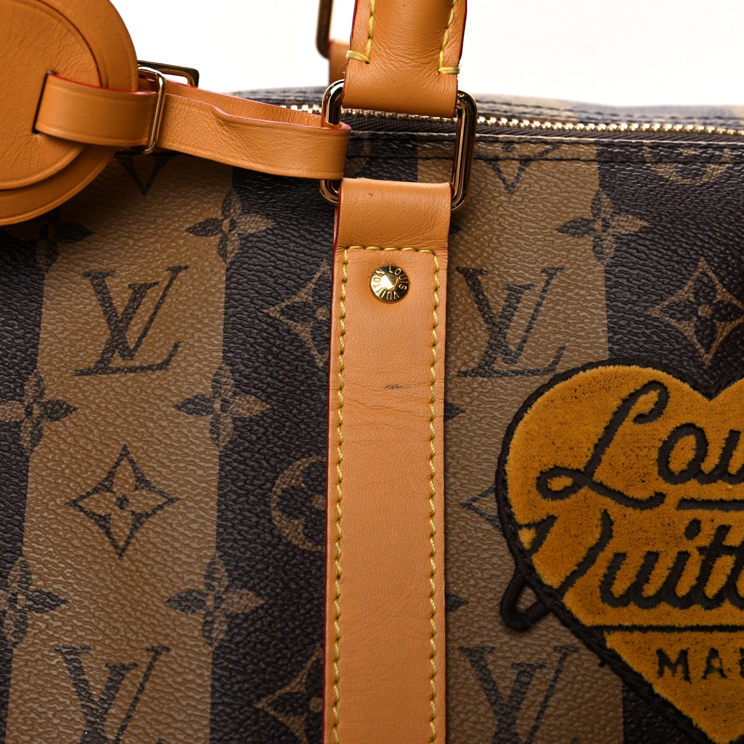 Louis Vuitton X NIGO Reverse Monogram Stripe Keepall Bandouliere 50 Brown 16 of 17