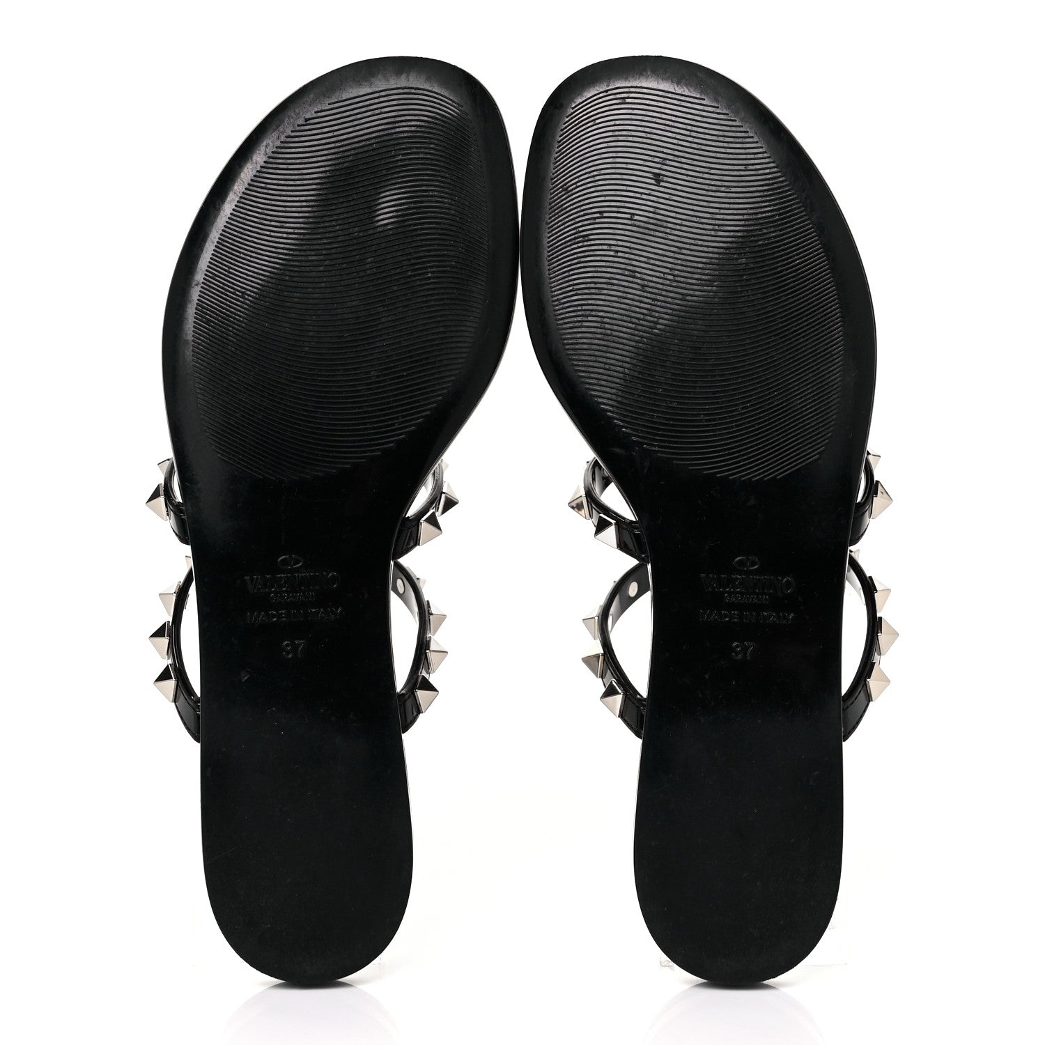 Valentino Garavani PVC Jelly Rockstud Caged Flat Thong Sandals 37 Black 5 of 8