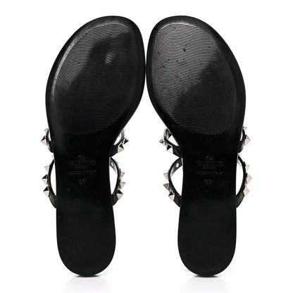 Valentino Garavani PVC Jelly Rockstud Caged Flat Thong Sandals 37 Black 5 of 8