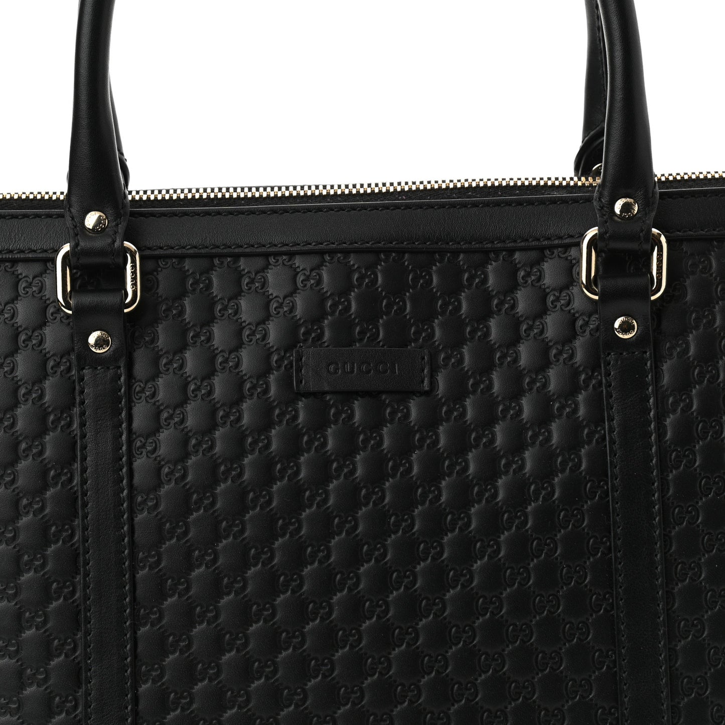 Soft Microguccissima Small Zippered Satchel Black
