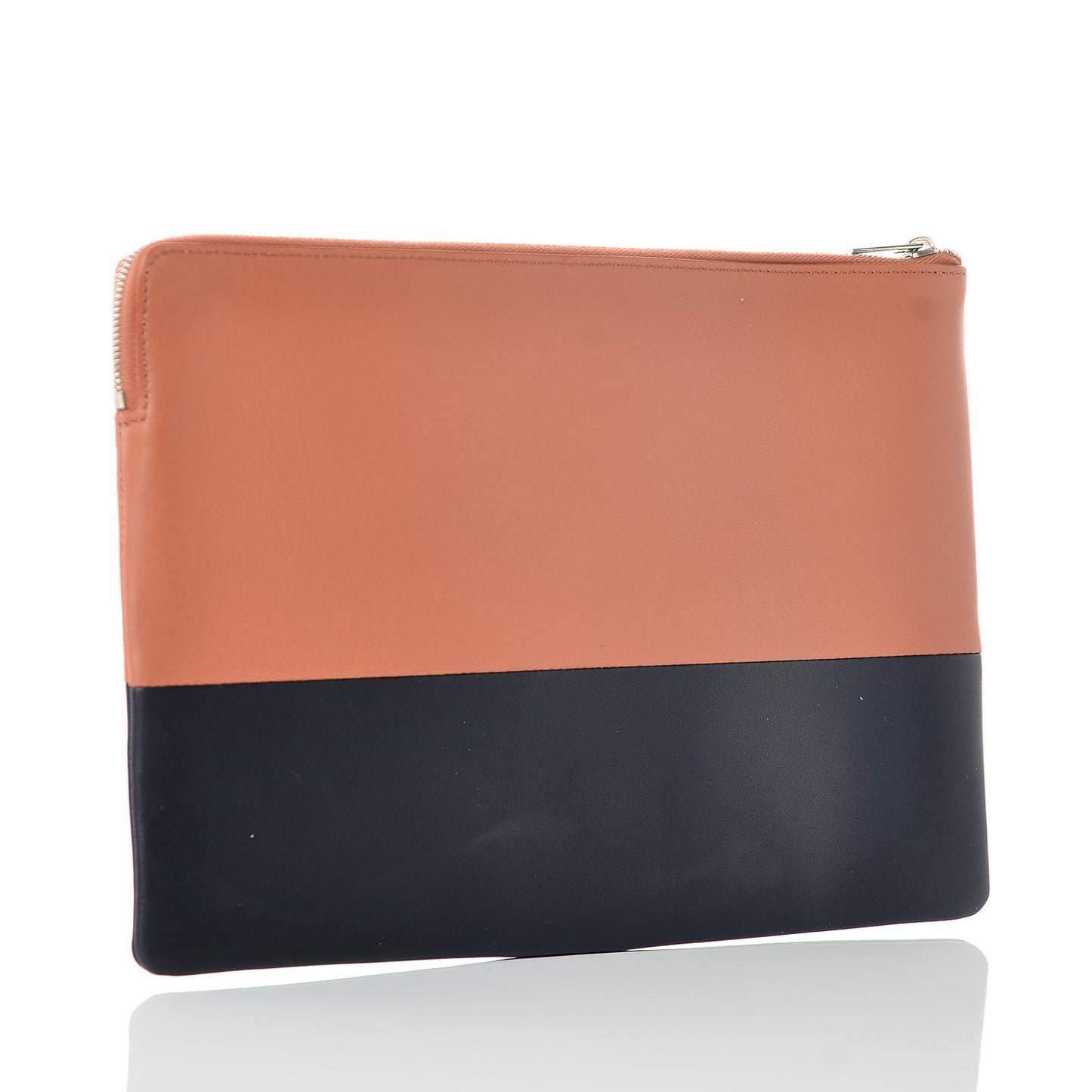 Lambskin Bi-Color Solo Clutch Pouch Terracotta Navy
