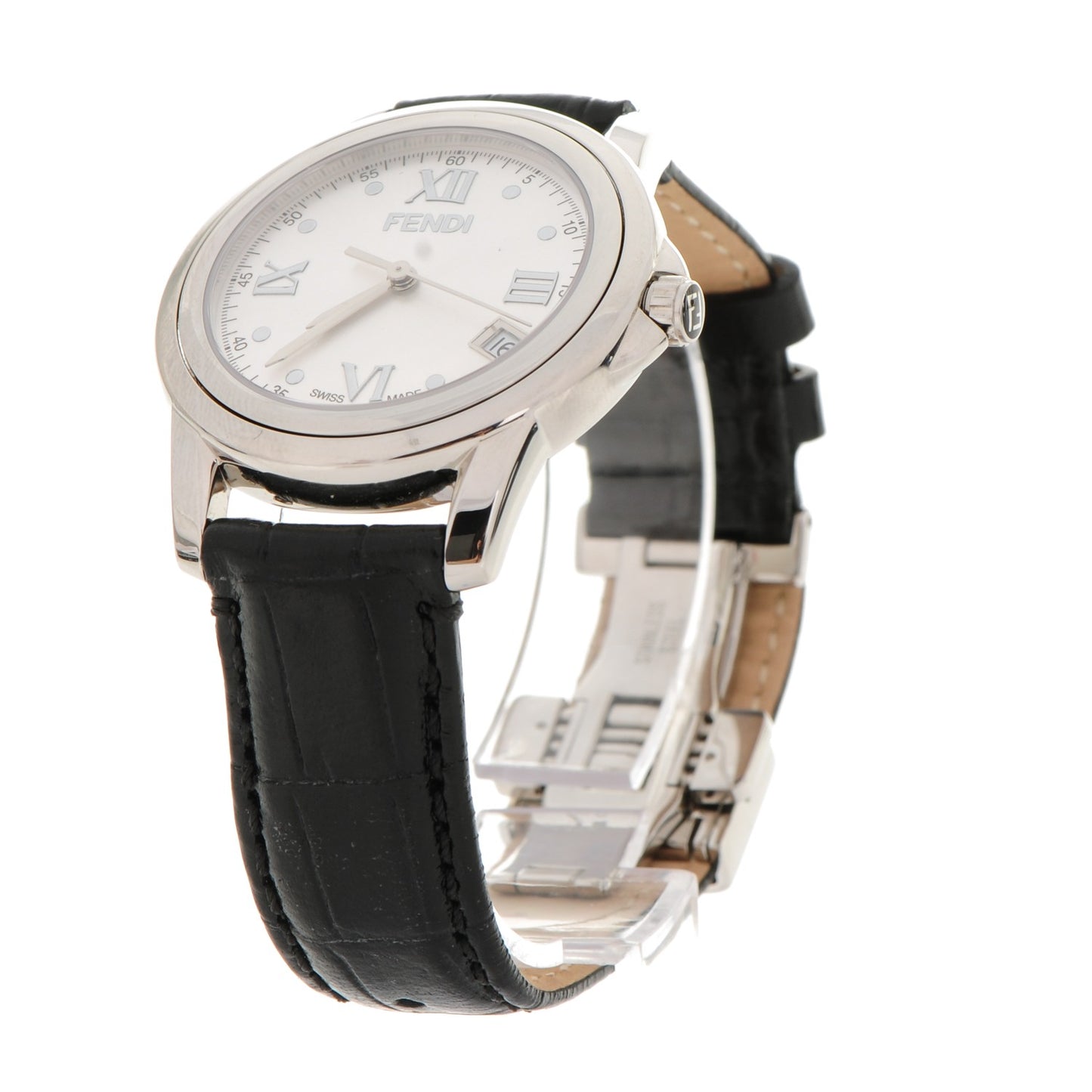 Stainless Steel Alligator 37mm 2200M Round Loop Quartz Watch Black