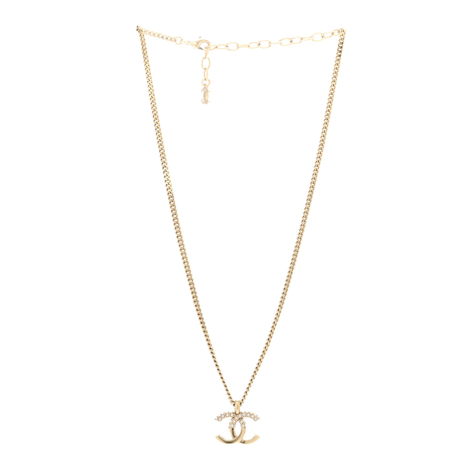 Chanel Metal Crystal Bead CC Necklace Gold 4 of 6