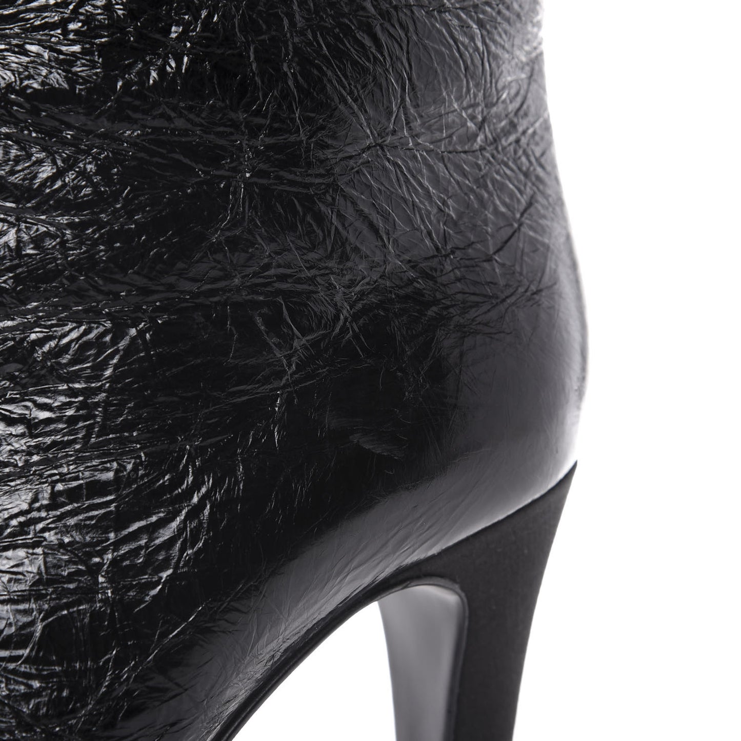 Crumpled Calfskin Satin Cap Toe Short Ankle Boots 39 Black