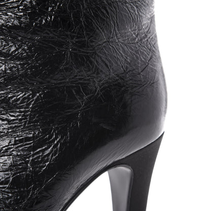 Chanel Crumpled Calfskin Satin Cap Toe Short Ankle Boots 39 Black 13 of 14