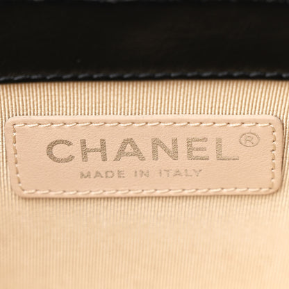 Chanel Calfskin Raffia Small Vanity Case Bag Black Beige 6 of 11