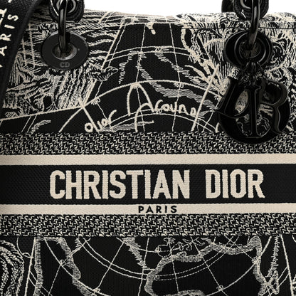 Christian Dior Toile de Jouy Embroidered Medium Lady D-Lite Black White 7 of 9