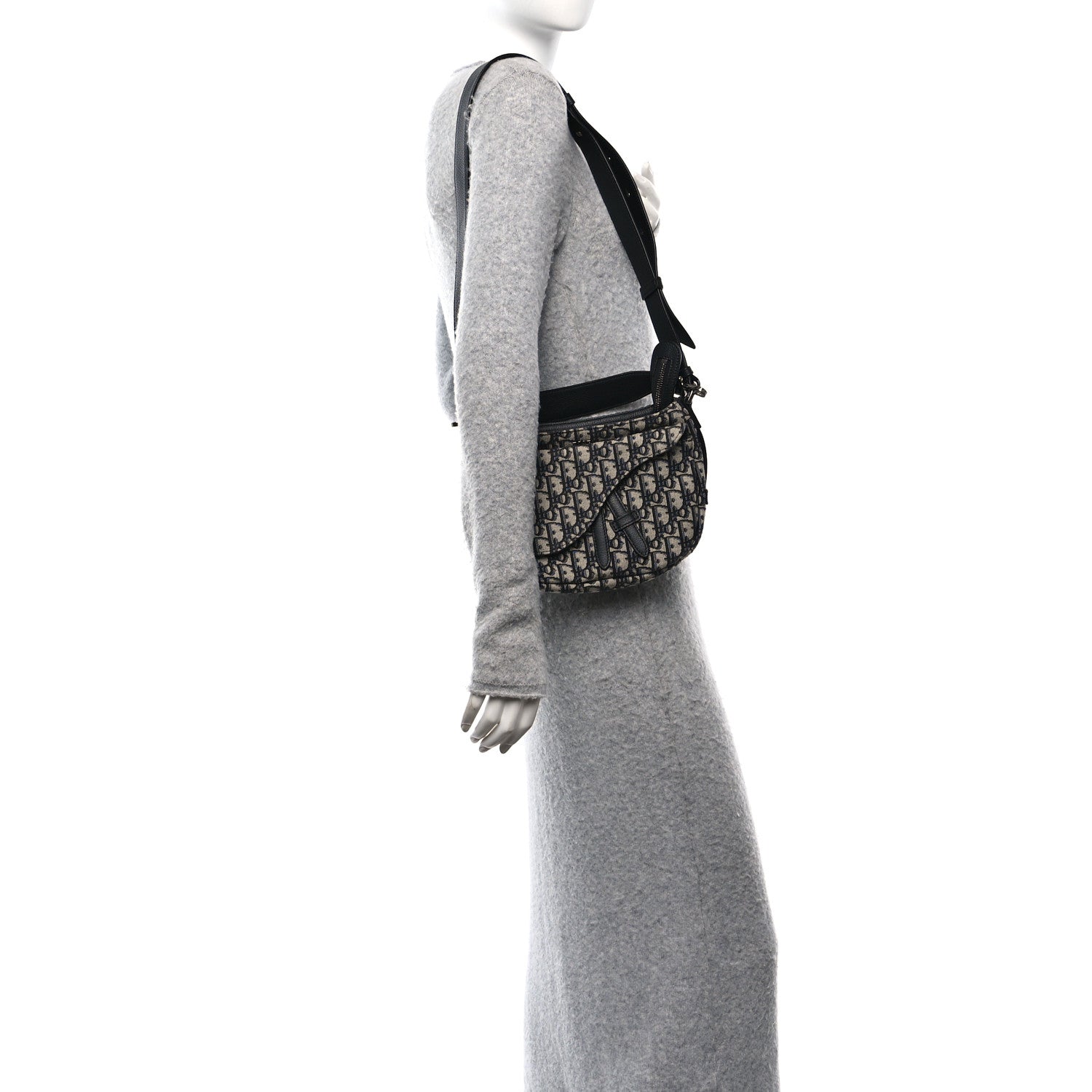 Christian Dior Oblique Mini Soft Saddle Bag Beige Black 2 of 8