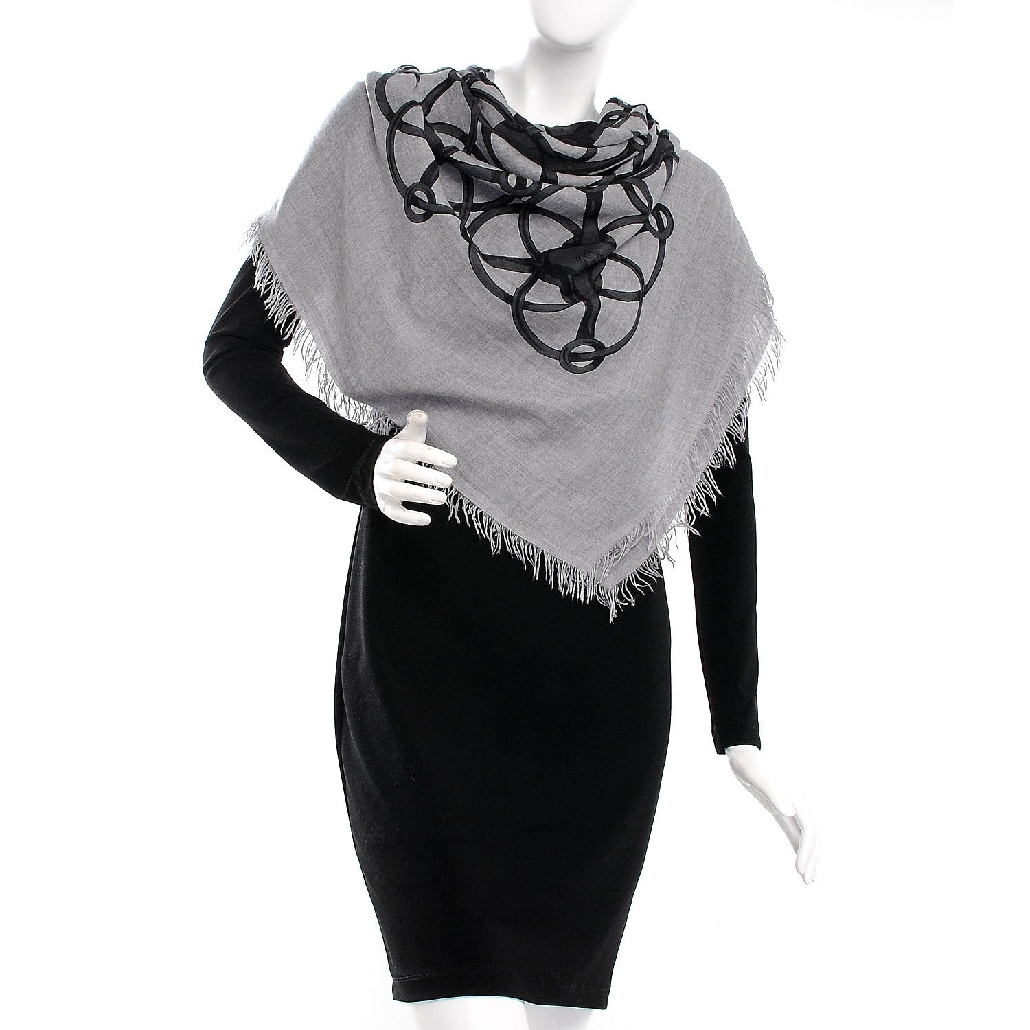 Gucci Modal Wool Hildash Square Shawl Zinc Medium Grey 2 of 5