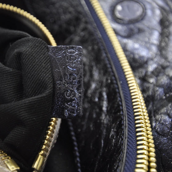 Chloe Leather Large Bay Tote Metallic Navy 9 of 10