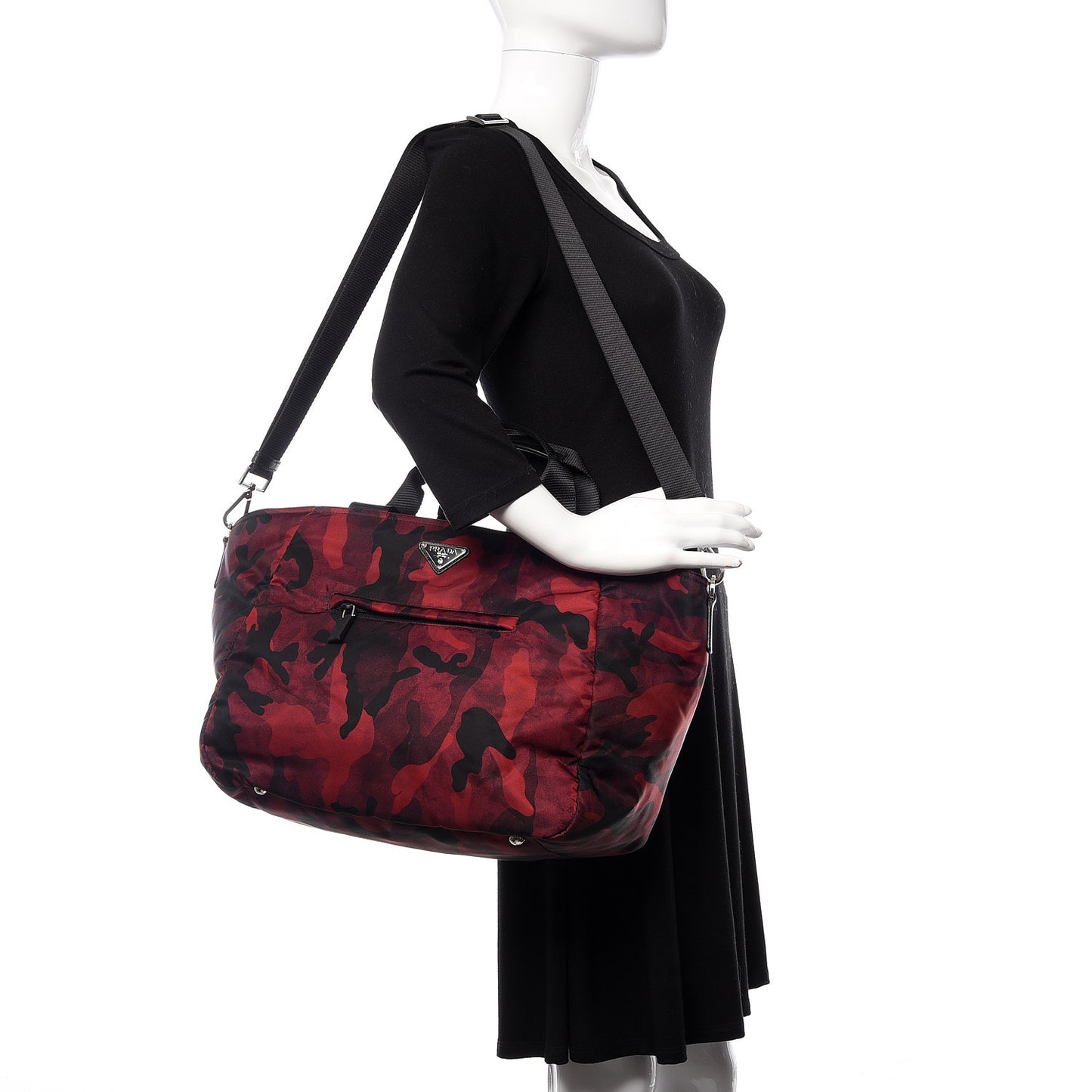 Tessuto Nylon Camouflage Shopping Tote Bordeaux