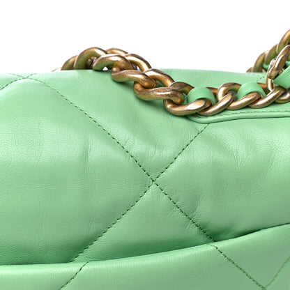Chanel Goatskin Quilted Medium Chanel 19 Flap Light Green 11 of 16