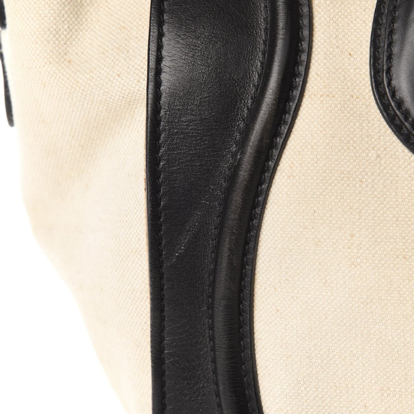 Natural Canvas Smooth Calfskin Mini Luggage Cream