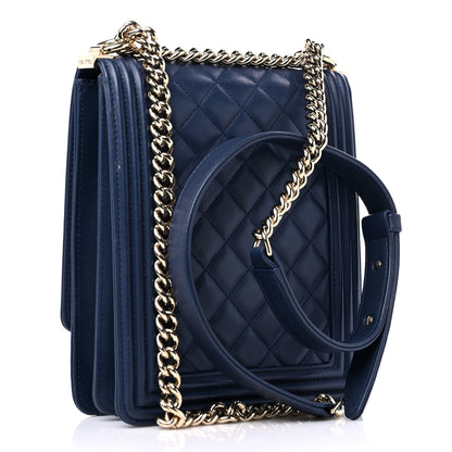 Chanel Calfskin Quilted North South Boy Flap Navy 3 of 9