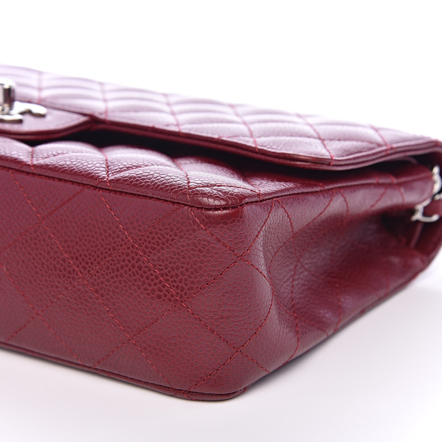 Caviar Quilted Medium Double Flap Dark Red