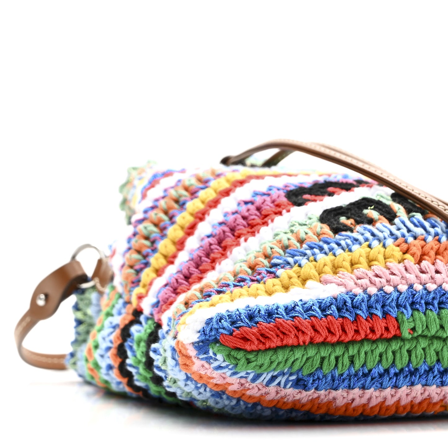 Fabric Crochet Drawstring Pouch Multicolor