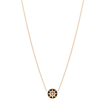 Christian Dior CHRISTIAN DIOR 18K Rose Gold Diamond Black Onyx Rose Des Vents Necklace 1 of 5