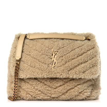 Saint Laurent Calfskin Shearling Monogram Medium Niki Chain Satchel Natural Beige 1 of 9