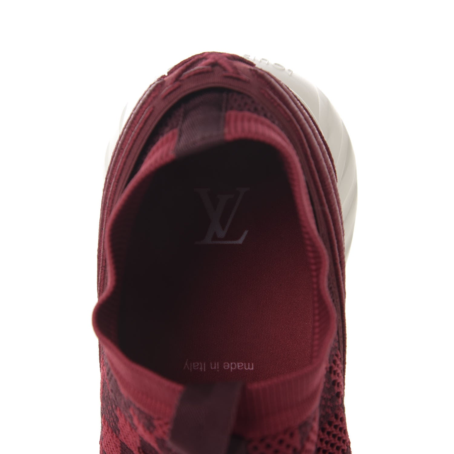 Louis Vuitton Knit Damier Fastlane Sneakers 8.5 Burgundy Red 7 of 8