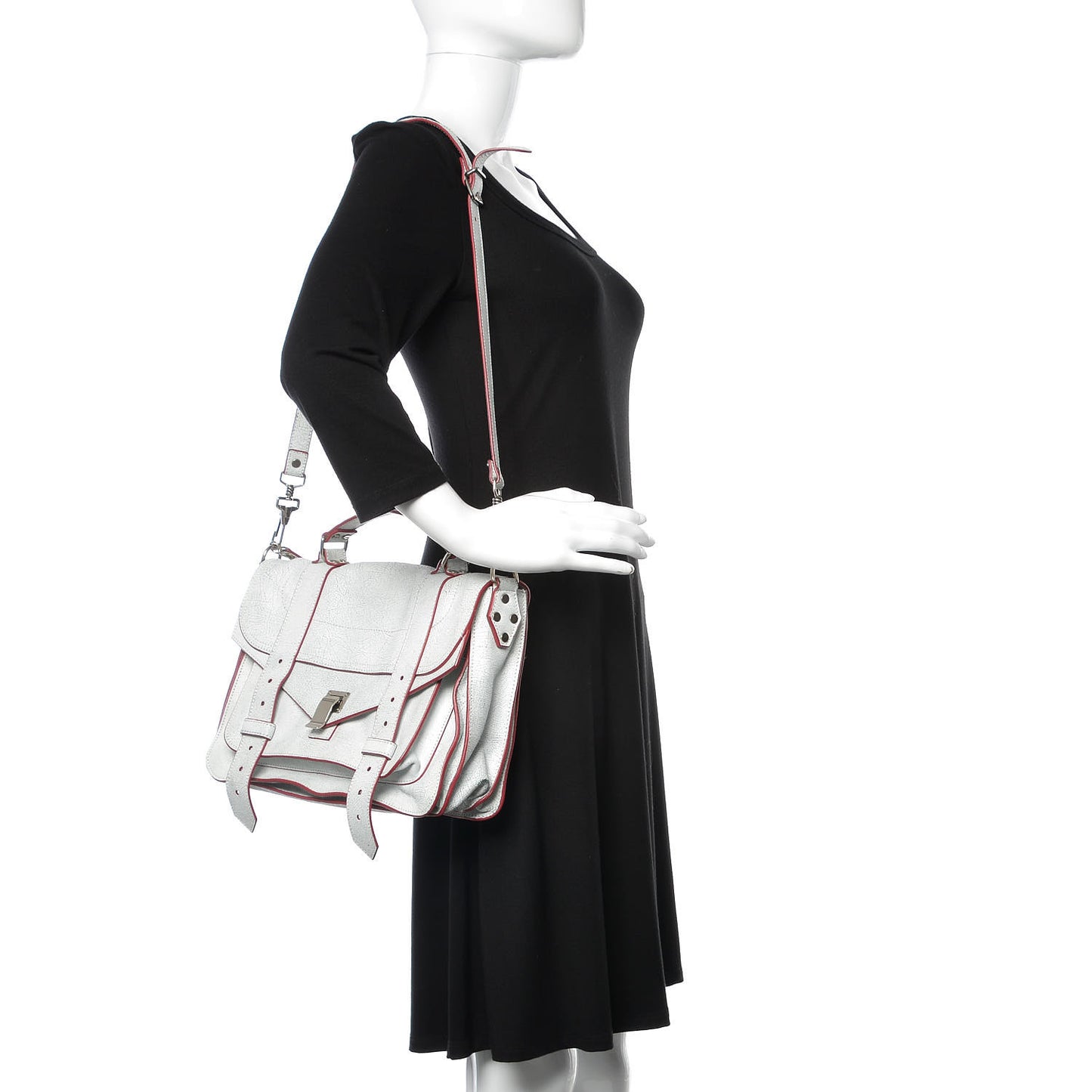 Crackle Calfskin PS1 Medium Satchel White
