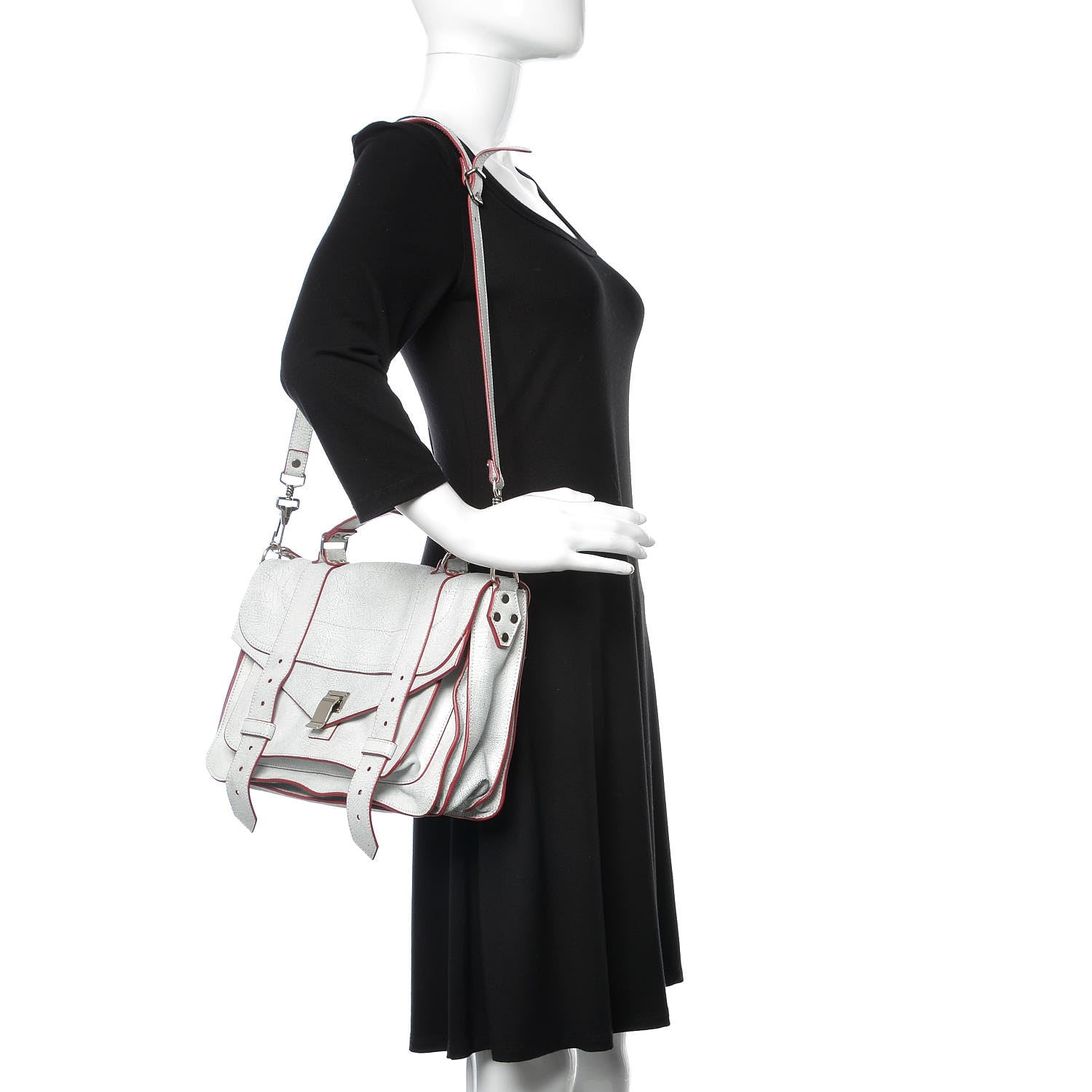 Proenza Schouler Crackle Calfskin PS1 Medium Satchel White 2 of 9