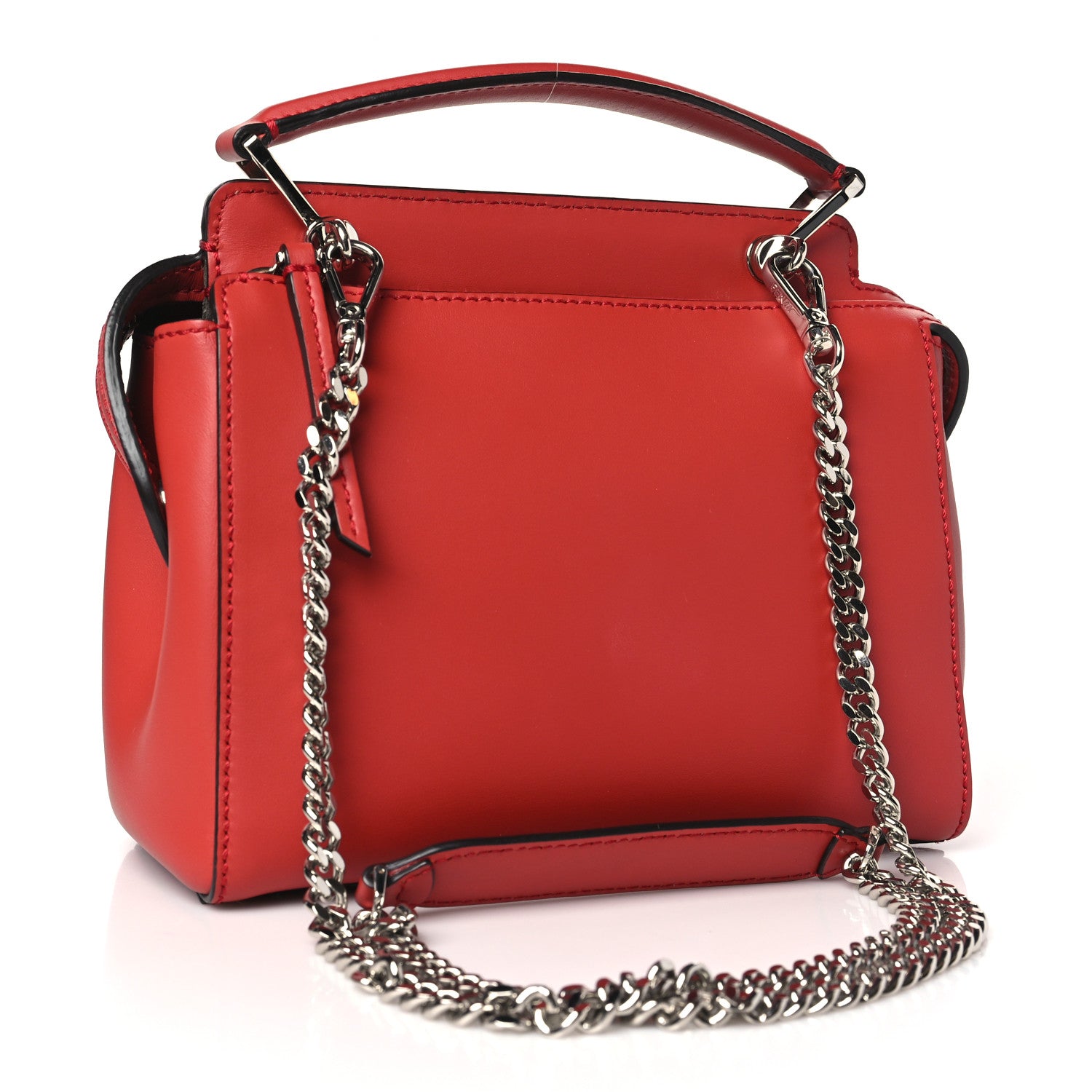 Fendi Vitello Baltico Dolce Nappa Lace Up Small Dotcom Click Chain Satchel Bloody Mary 4 of 10