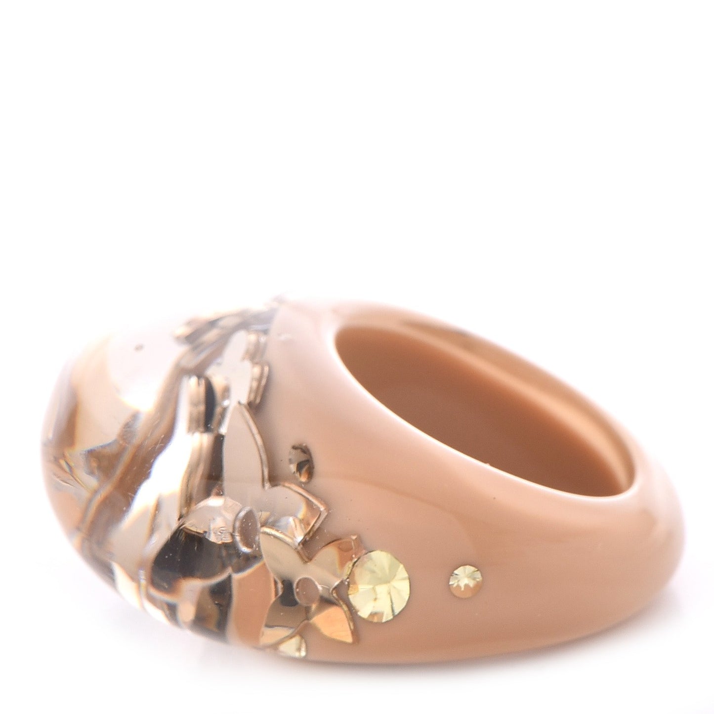 Resin Swarovski Crystal Inclusion Ring 6 Beige