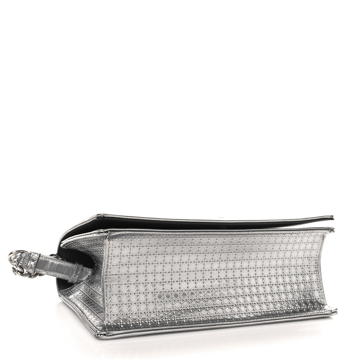 Christian Dior Metallic Patent Micro-Cannage Medium Diorama Flap Bag Silver 4 of 9