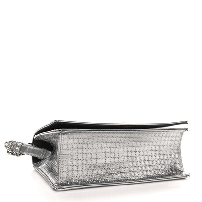 Christian Dior Metallic Patent Micro-Cannage Medium Diorama Flap Bag Silver 4 of 9