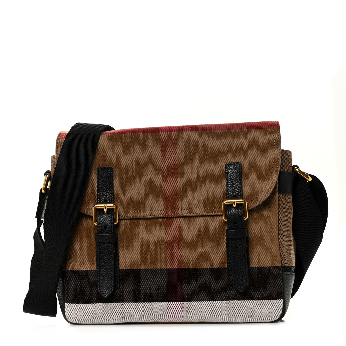 Canvas Mega Check Small Baildon Messenger Bag Black