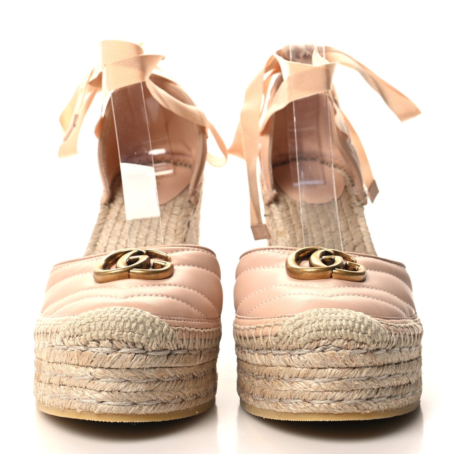 Nappa Matelasse GG Marmont Ankle Wrap Platform 35/120mm Espadrille Wedges 41 Skin Rose