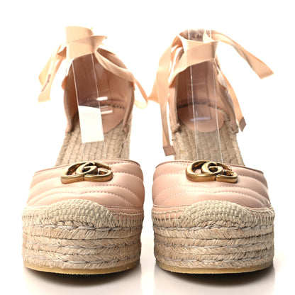 Gucci Nappa Matelasse GG Marmont Ankle Wrap Platform 35/120mm Espadrille Wedges 41 Skin Rose 2 of 8