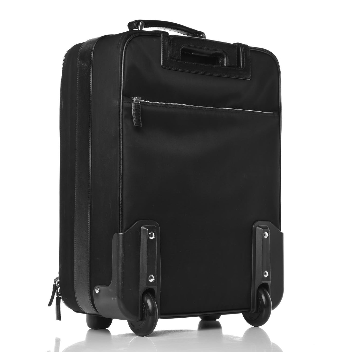 Tessuto Nylon Saffiano Trolley Luggage Black