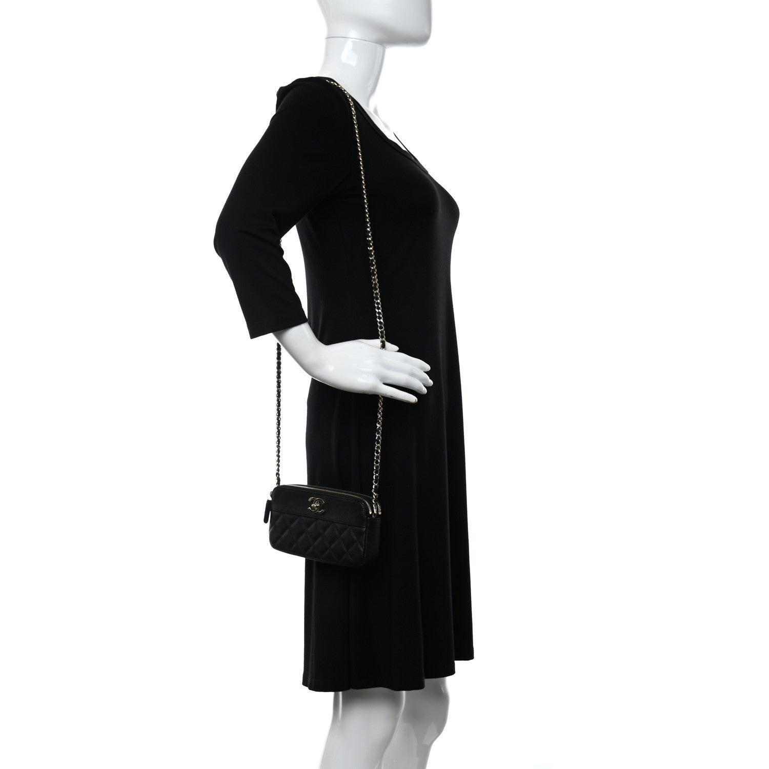 Chanel Caviar Quilted Small Vintage Mademoiselle Clutch With Chain Black 2 of 10
