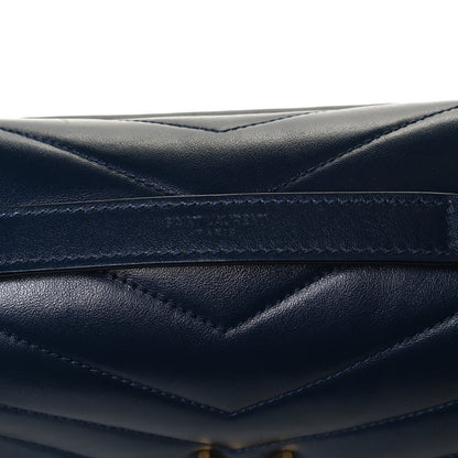 Saint Laurent Calfskin Y Quilted Monogram Medium Loulou Chain Satchel Deep Marine 9 of 13